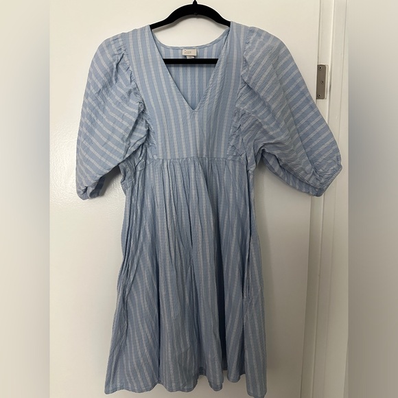 A New Day Puff Short Sleeve Dress - Blue Stripe, Size Medium - Picture 5 of 5